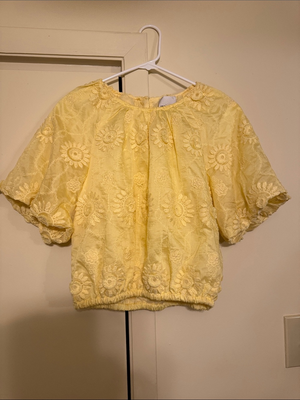 Floral Puff-Sleeve Top - Yellow